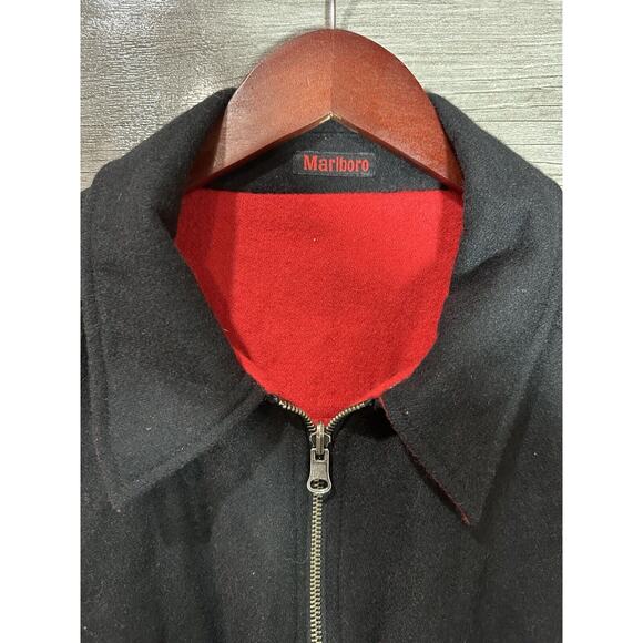Vtg Marlboro Jacket Medium Red/Black Reversible Barn Wool Heavyweight Pockets - Picture 7 of 14
